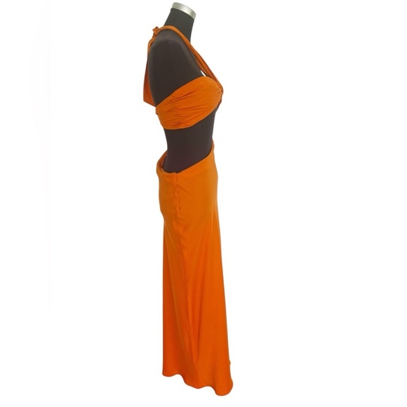 Reformation Vivi Maxi Silk Cut Out Dress in Citrus Orange Womens Size 4 - Picture 6 of 12